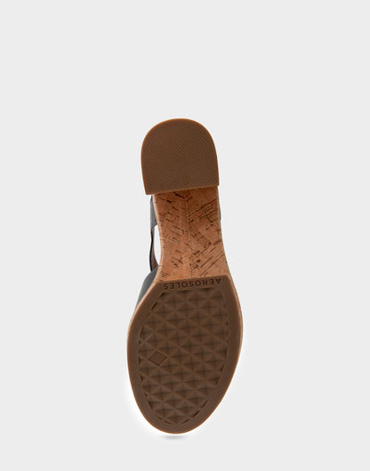 Comfortable Women's Platform Sandals in Black Burnished Leather | Aerosoles Shoes