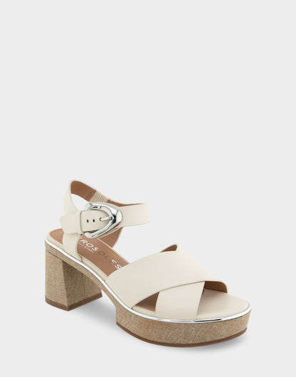 Comfortable Women's Platform Sandals in Eggnog Leather | Aerosoles Shoes