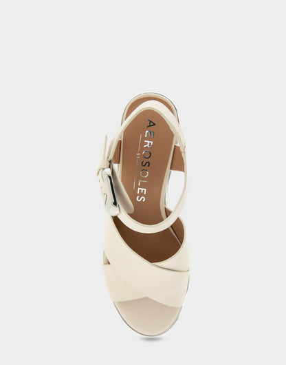 Comfortable Women's Platform Sandals in Eggnog Leather | Aerosoles Shoes