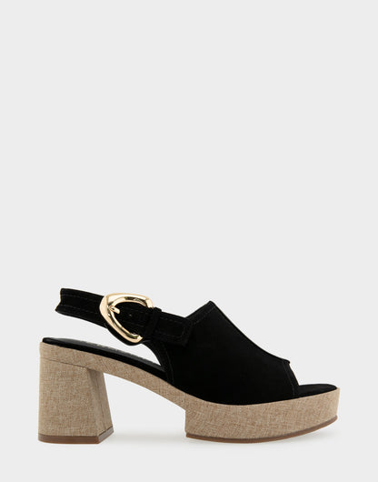 Comfortable Women's Platform Sandals in Black Suede | Aerosoles Shoes