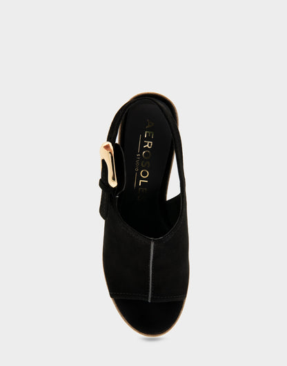 Comfortable Women's Platform Sandals in Black Suede | Aerosoles Shoes