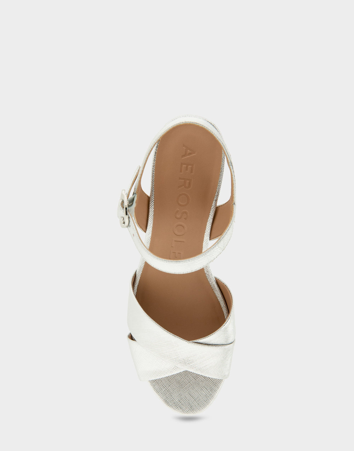 Comfortable Women's Platform Sandals in Silver Metallic Textured Faux Leather | Aerosoles Shoes