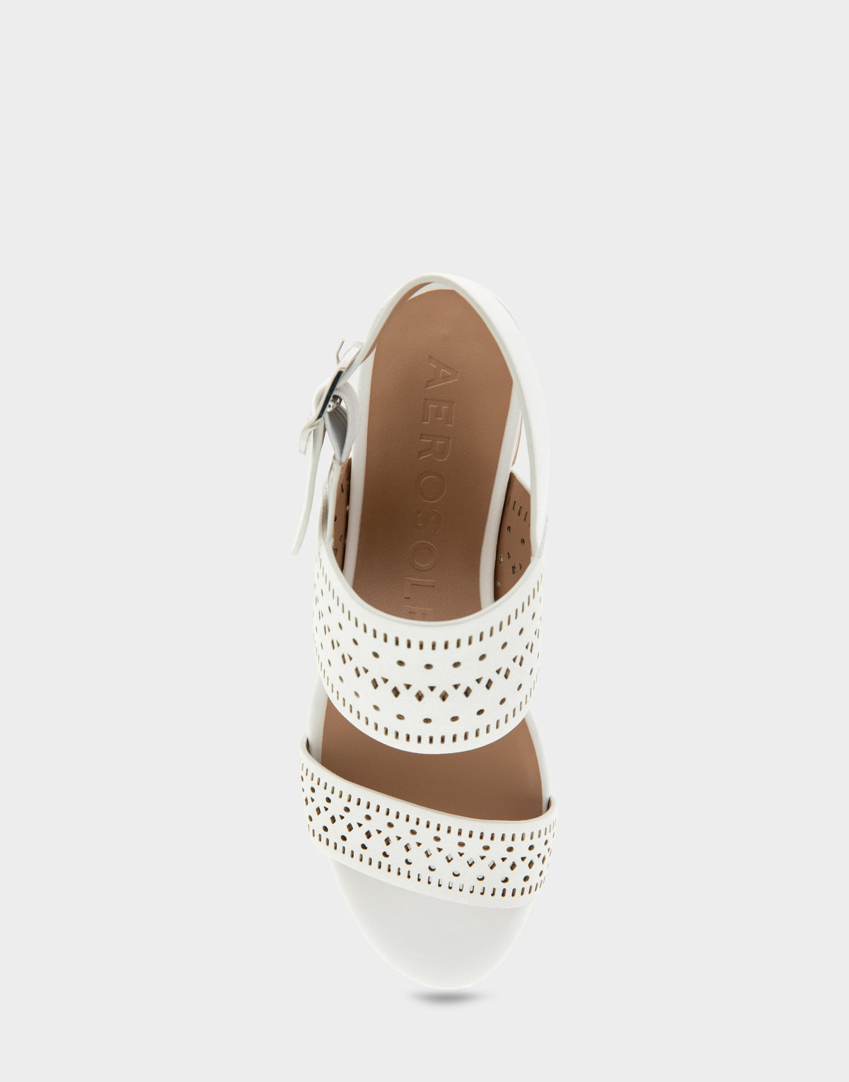 Comfortable Women's Platform Sandals in White Perf Faux Leather Faux Leather | Aerosoles Shoes
