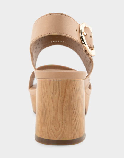Comfortable Women's Platform Sandals in Beige Bisque Faux Leather | Aerosoles Shoes