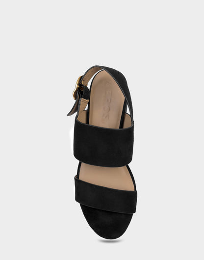 Comfortable Women's Sandal in Black Faux Suede | Aerosoles Shoes