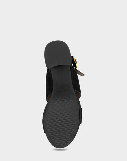 Comfortable Women's Sandal in Black Faux Suede | Aerosoles Shoes