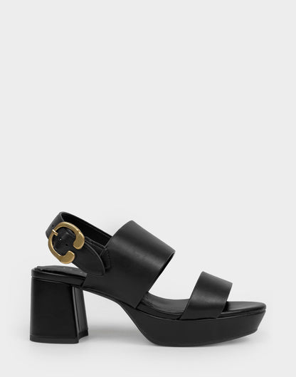 Comfortable Women's Platform Sandal in Black Faux Leather | Aerosoles Shoes