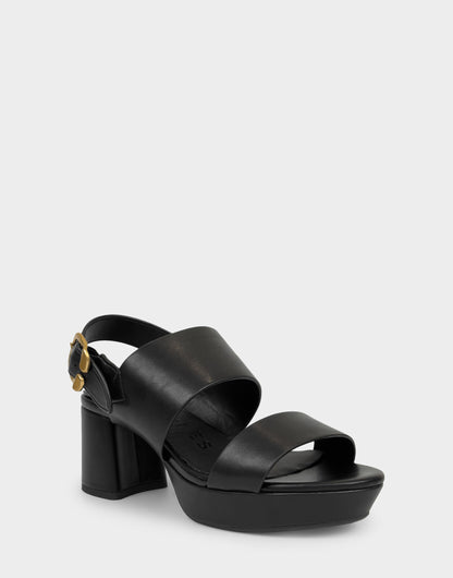 Comfortable Women's Platform Sandal in Black Faux Leather | Aerosoles Shoes