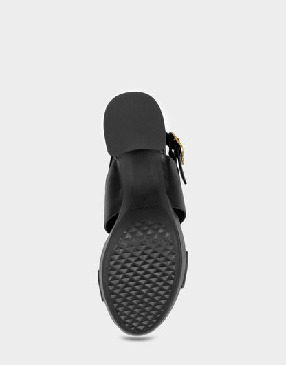 Comfortable Women's Platform Sandal in Black Faux Leather | Aerosoles Shoes
