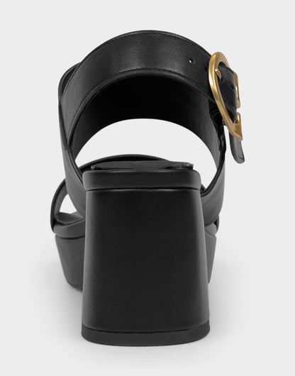 Comfortable Women's Platform Sandal in Black Faux Leather | Aerosoles Shoes