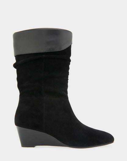 Comfortable Women's Mid Calf Boot In Black Suede | Aerosoles Shoes