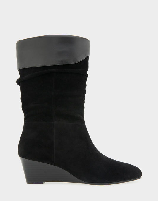 Comfortable Women's Mid Calf Boot In Black Suede | Aerosoles Shoes