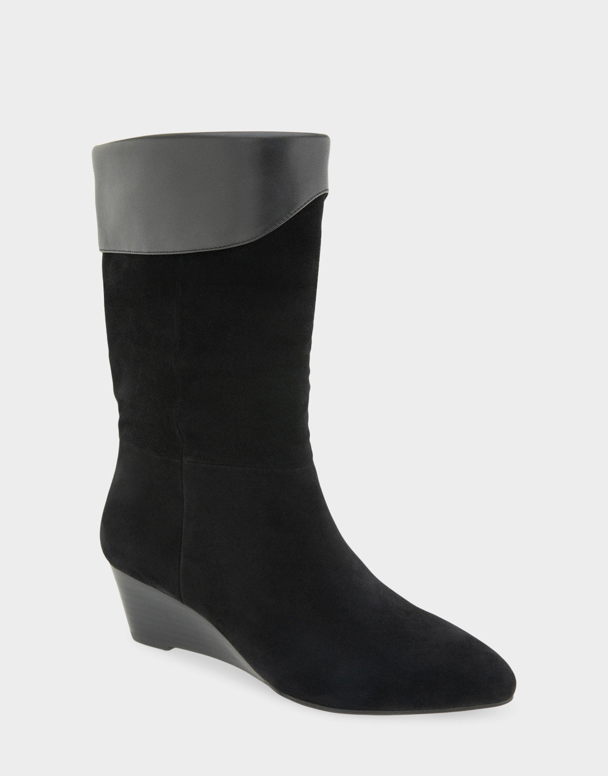 Comfortable Women's Mid Calf Boot In Black Suede | Aerosoles Shoes