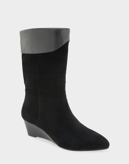 Comfortable Women's Mid Calf Boot In Black Suede | Aerosoles Shoes