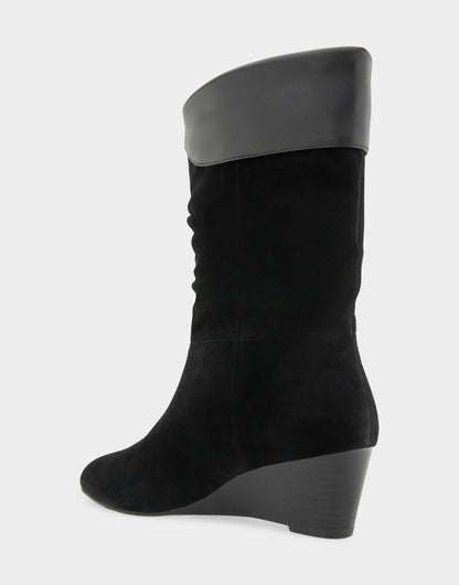 Comfortable Women's Mid Calf Boot In Black Suede | Aerosoles Shoes