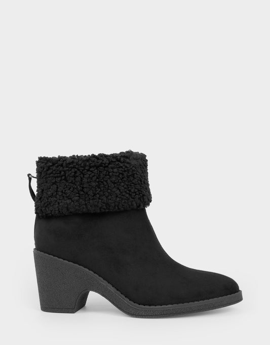 Comfortable Women's Wedge Bootie In Black Faux Suede | Aerosoles Shoes