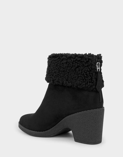 Comfortable Women's Wedge Bootie In Black Faux Suede | Aerosoles Shoes
