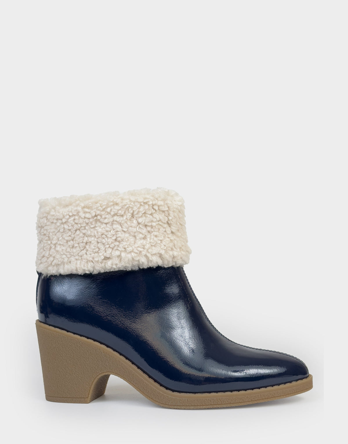 Comfortable Women's Wedge Bootie In Navy Patent Faux Leather | Aerosoles Shoes