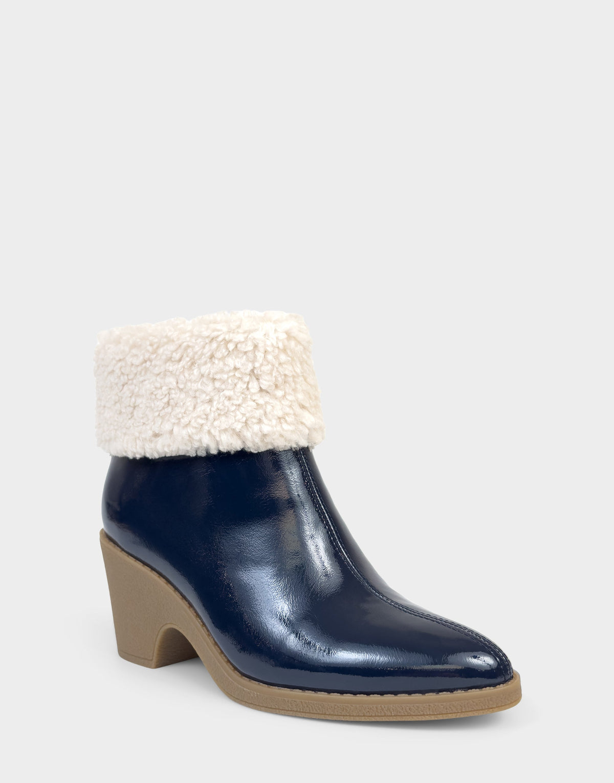 Comfortable Women's Wedge Bootie In Navy Patent Faux Leather | Aerosoles Shoes