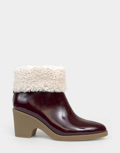 Comfortable Women's Wedge Bootie In Burgundy Patent Faux Leather | Aerosoles Shoes