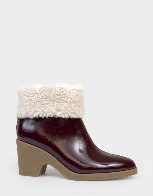 Comfortable Women's Wedge Bootie In Burgundy Patent Faux Leather | Aerosoles Shoes