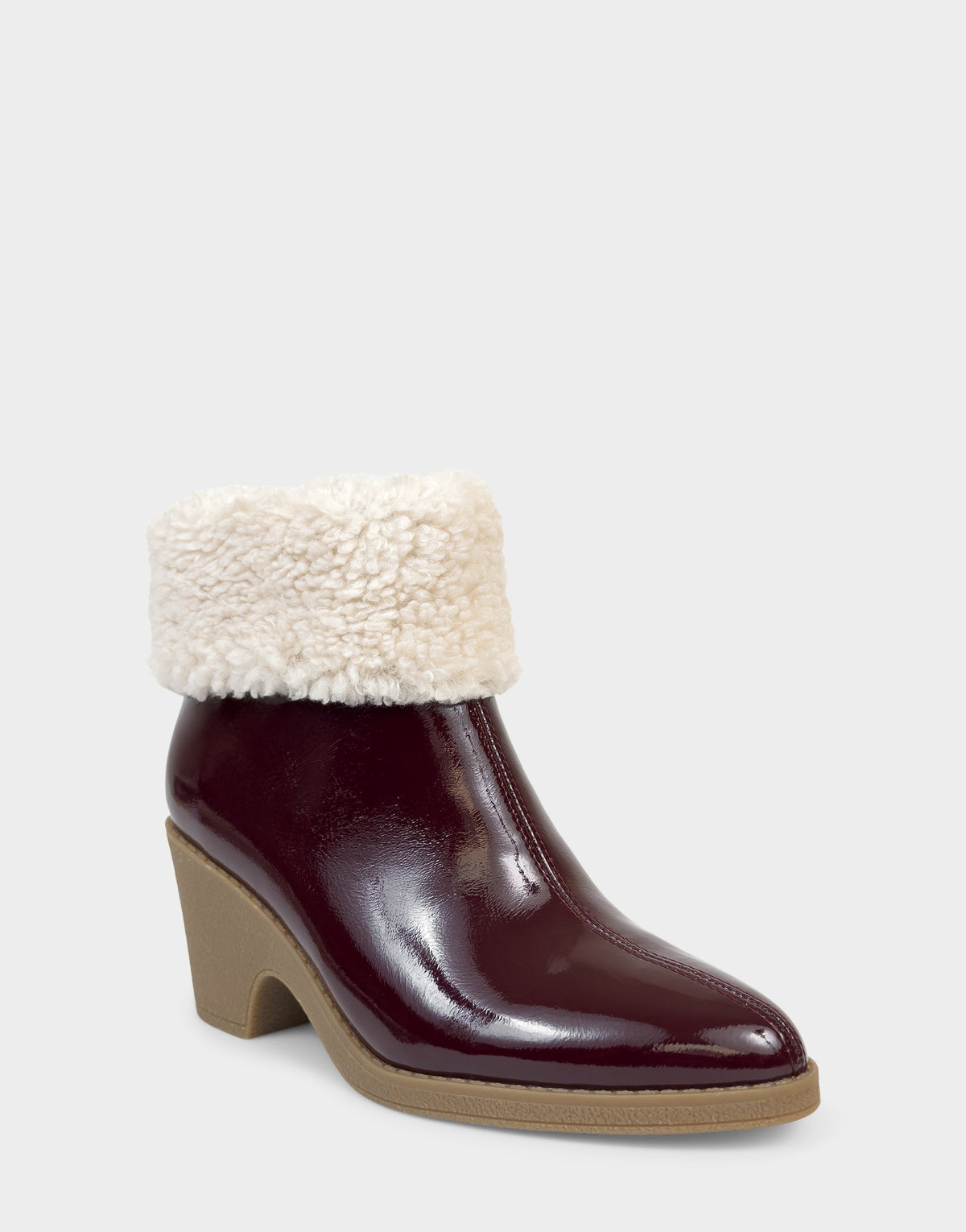 Comfortable Women's Wedge Bootie In Burgundy Patent Faux Leather | Aerosoles Shoes