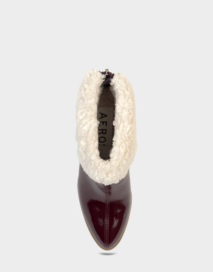 Comfortable Women's Wedge Bootie In Burgundy Patent Faux Leather | Aerosoles Shoes