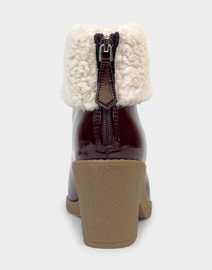 Comfortable Women's Wedge Bootie In Burgundy Patent Faux Leather | Aerosoles Shoes