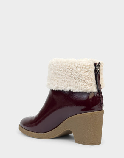 Comfortable Women's Wedge Bootie In Burgundy Patent Faux Leather | Aerosoles Shoes