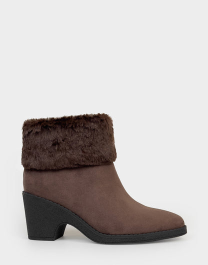 Comfortable Women's Wedge Bootie In Brown Faux Suede | Aerosoles Shoes