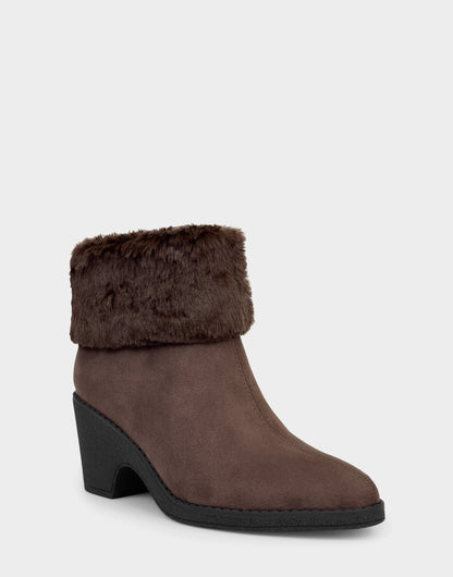 Comfortable Women's Wedge Bootie In Brown Faux Suede | Aerosoles Shoes