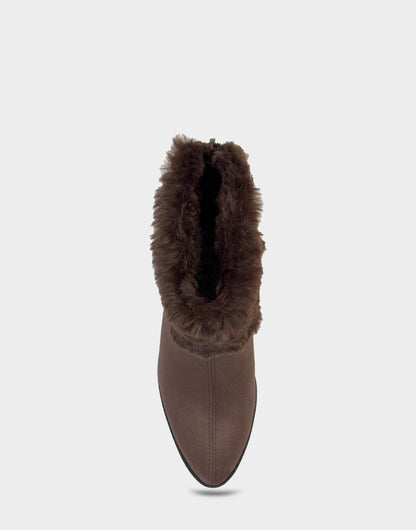 Comfortable Women's Wedge Bootie In Brown Faux Suede | Aerosoles Shoes