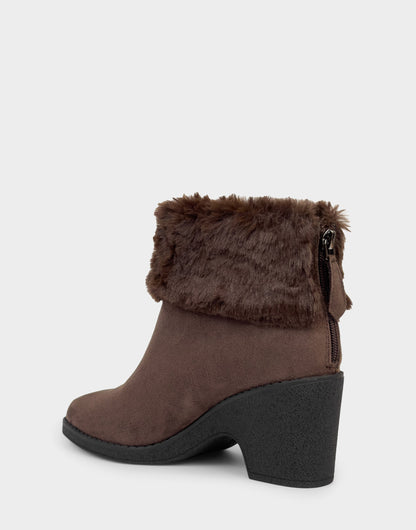 Comfortable Women's Wedge Bootie In Brown Faux Suede | Aerosoles Shoes