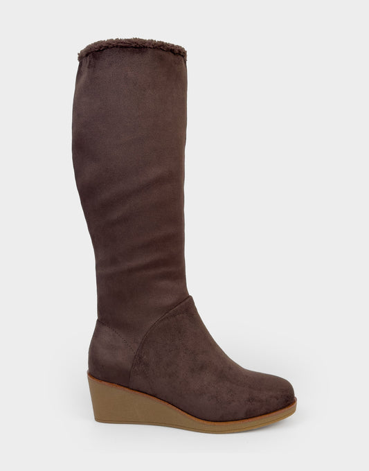 Comfortable Women's Wedge Boot In Brown Faux Suede | Aerosoles Shoes