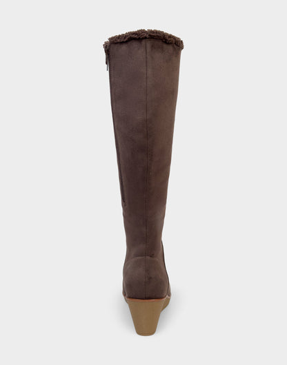 Comfortable Women's Wedge Boot In Brown Faux Suede | Aerosoles Shoes