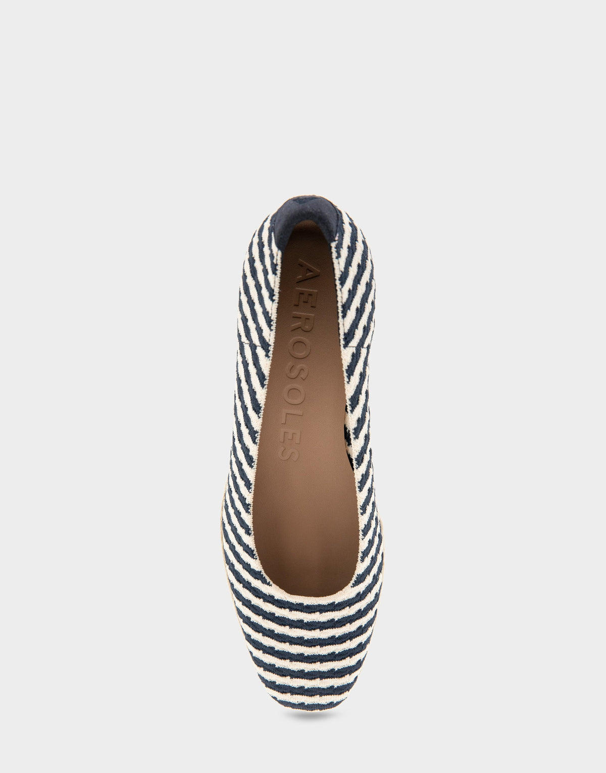 Comfortable Women's Wedge Heels in Eggnog/navy Stripe Textured Fabric Knit Fabric | Aerosoles Shoes