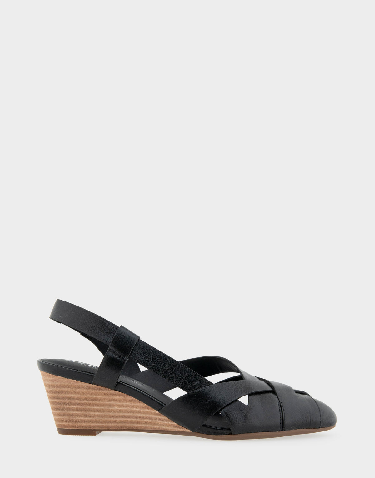 Comfortable Women's Wedge Heels in Black Burnished Leather | Aerosoles Shoes