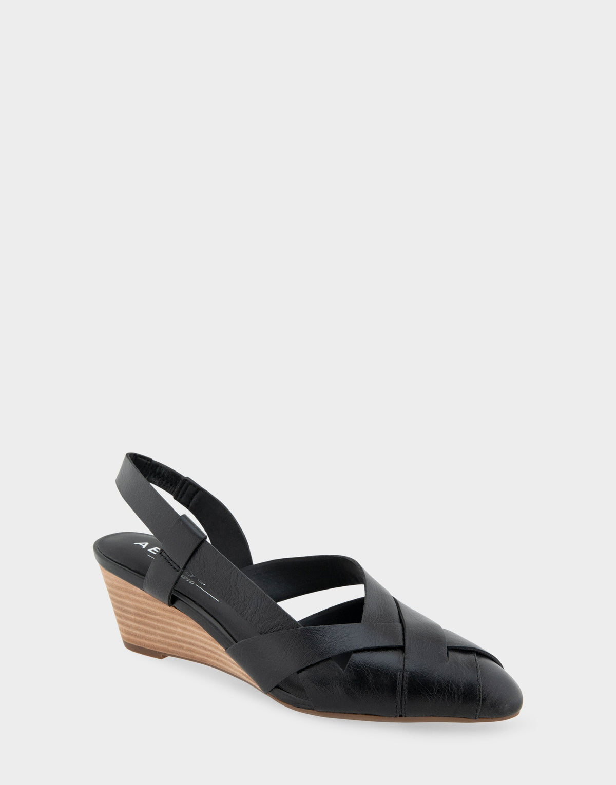 Comfortable Women's Wedge Heels in Black Burnished Leather | Aerosoles Shoes
