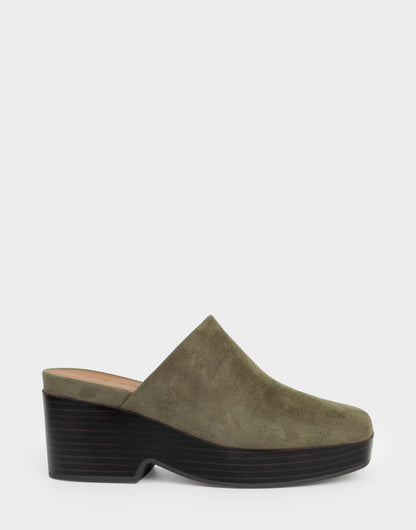 Comfortable Women's Clog In Green Faux Suede | Aerosoles Shoes