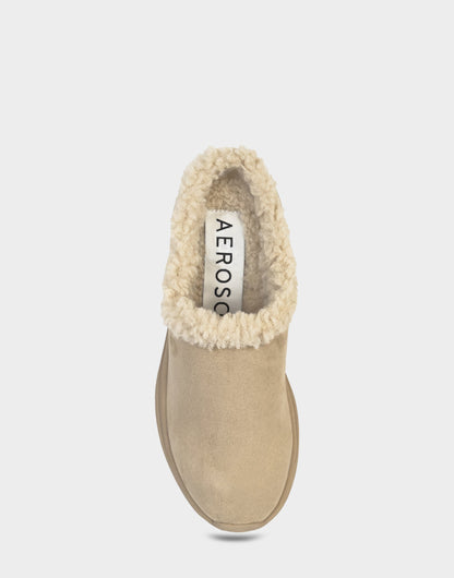 Comfortable Women's Sneaker Mule In Beige Faux Suede | Aerosoles Shoes