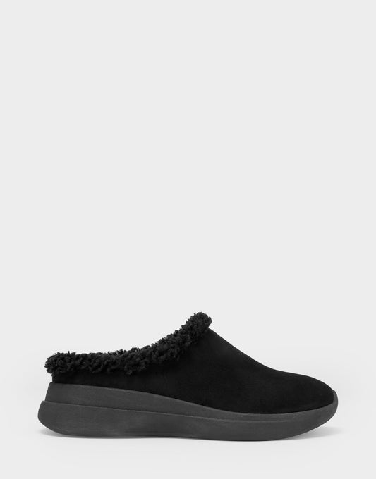 Comfortable Women's Sneaker Mule In Black Faux Suede | Aerosoles Shoes