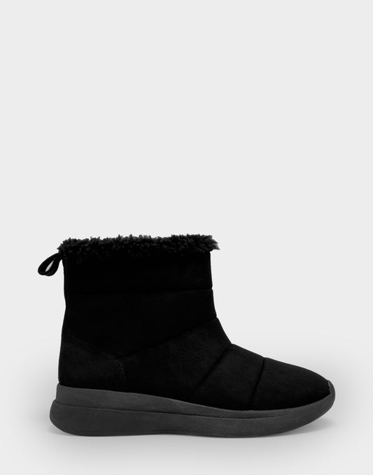 Comfortable Women's Pull On Bootie In Black Faux Suede | Aerosoles Shoes