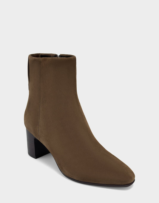 Comfortable Women's Mid Block Heel Bootie In Brown Suede | Aerosoles Shoes