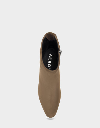 Comfortable Women's Mid Block Heel Bootie In Brown Suede | Aerosoles Shoes
