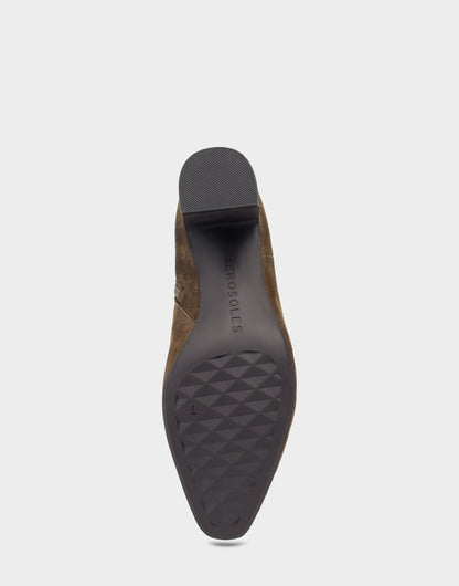 Comfortable Women's Mid Block Heel Bootie In Brown Suede | Aerosoles Shoes