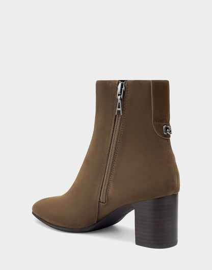 Comfortable Women's Mid Block Heel Bootie In Brown Suede | Aerosoles Shoes