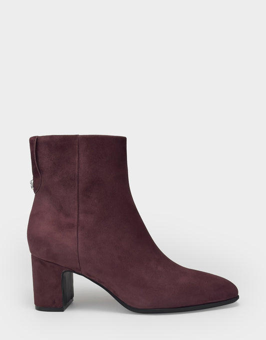 Comfortable Women's Mid Block Heel Bootie In Burgundy Suede | Aerosoles Shoes