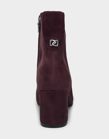 Comfortable Women's Mid Block Heel Bootie In Burgundy Suede | Aerosoles Shoes
