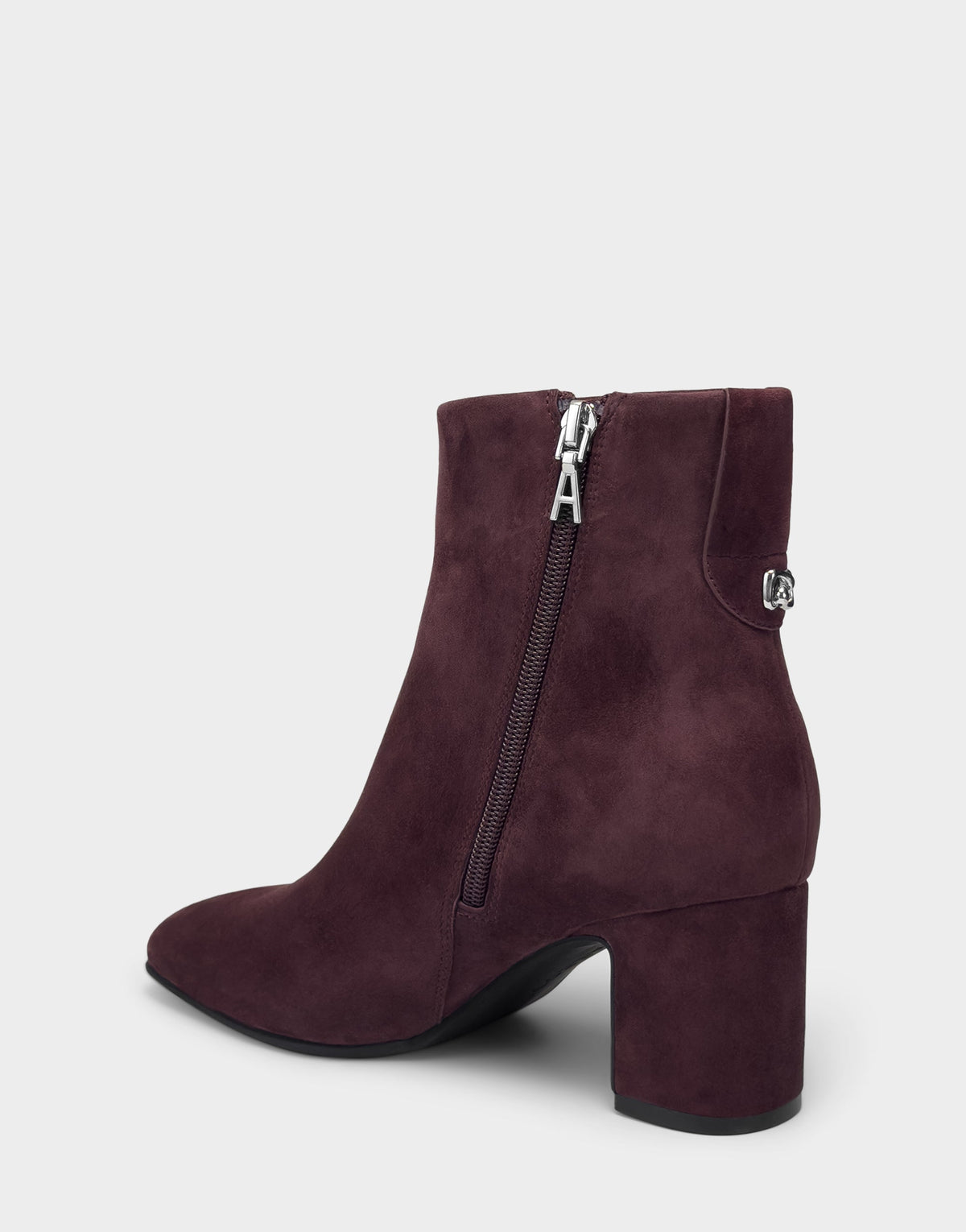 Comfortable Women's Mid Block Heel Bootie In Burgundy Suede | Aerosoles Shoes