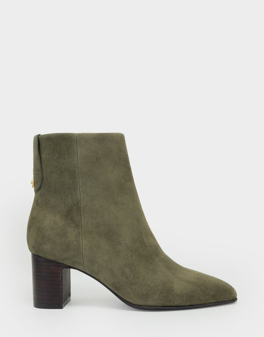 Comfortable Women's Mid Block Heel Bootie In Green Suede | Aerosoles Shoes